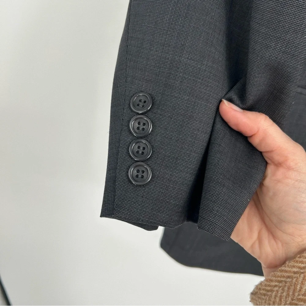Montefino Uomo Super 120's Wool Gray 3 button blazer suit‎ jacket 38S